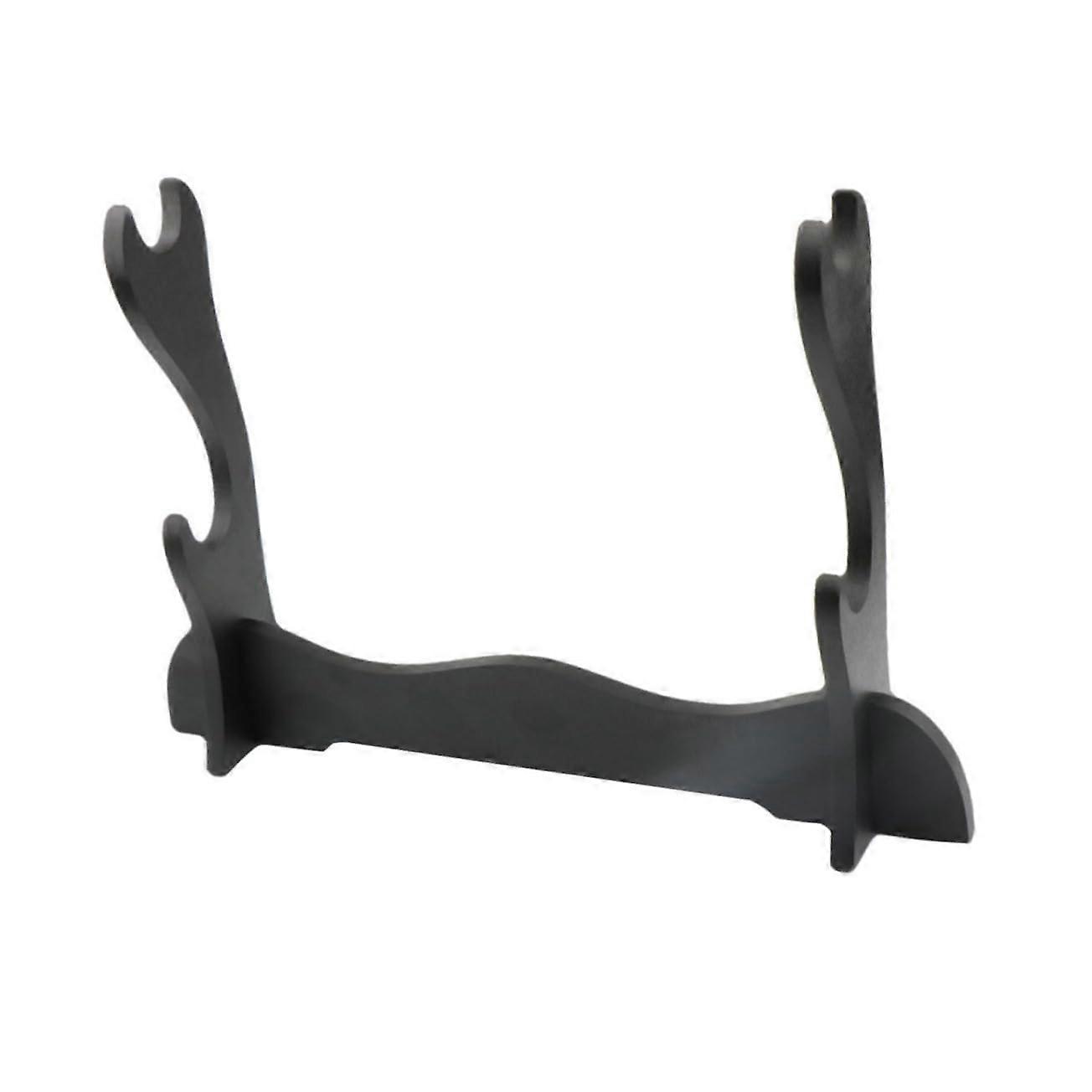 Decorative wooden stand for flutes and swords, designed for displaying musical instruments and blades in living spaces and exhibitions.