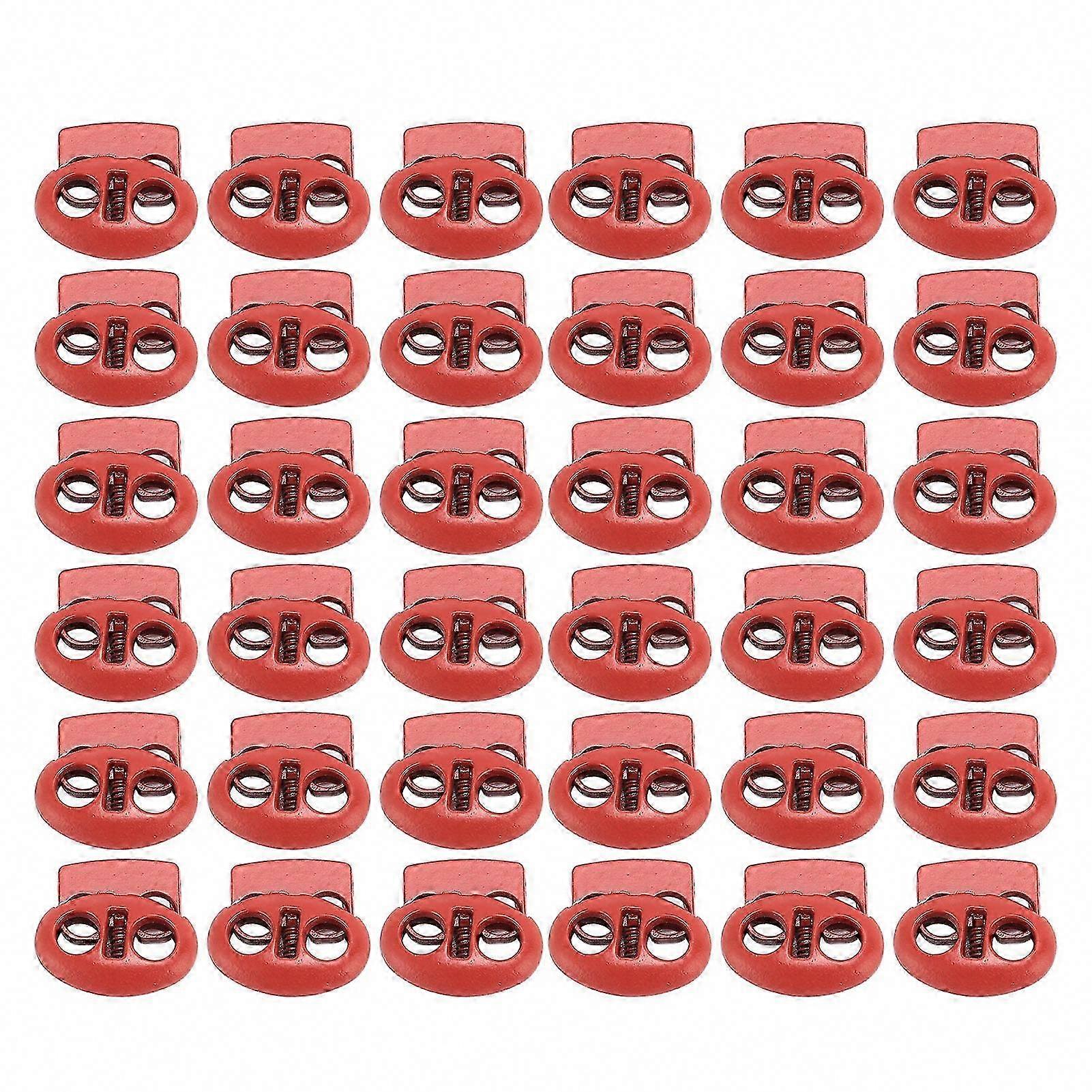 30pcs Orange Spring Cord Locks for Shoelaces Drawstrings Bags Clothing - Double Hole Toggle Stoppers Multipurpose