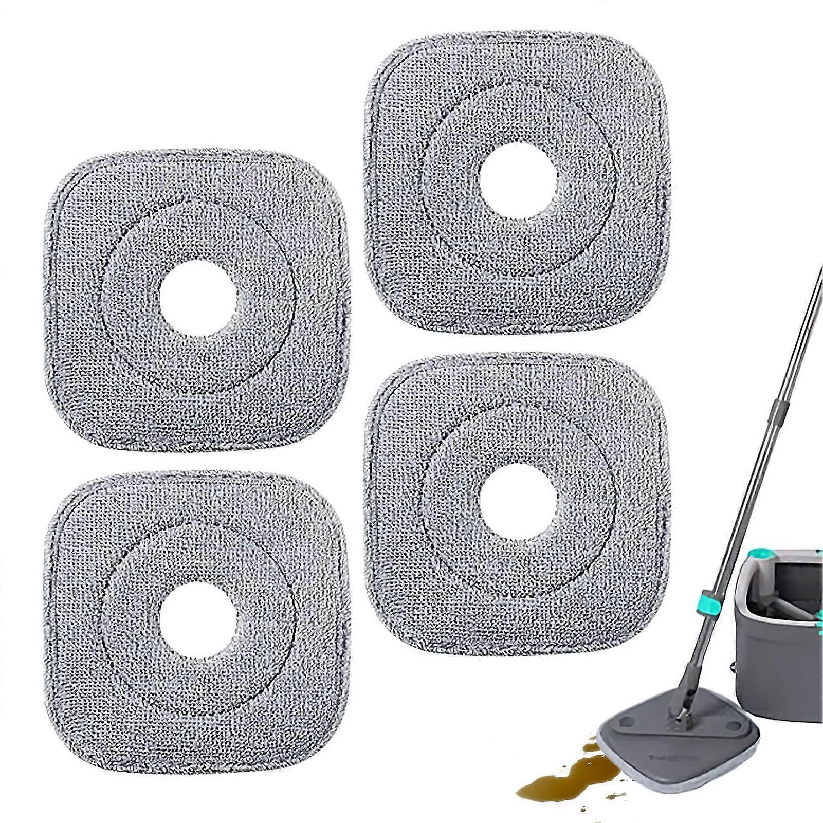 Mop Head Replacement, 4 Microfiber Pads for Wet and Dry Cleaning