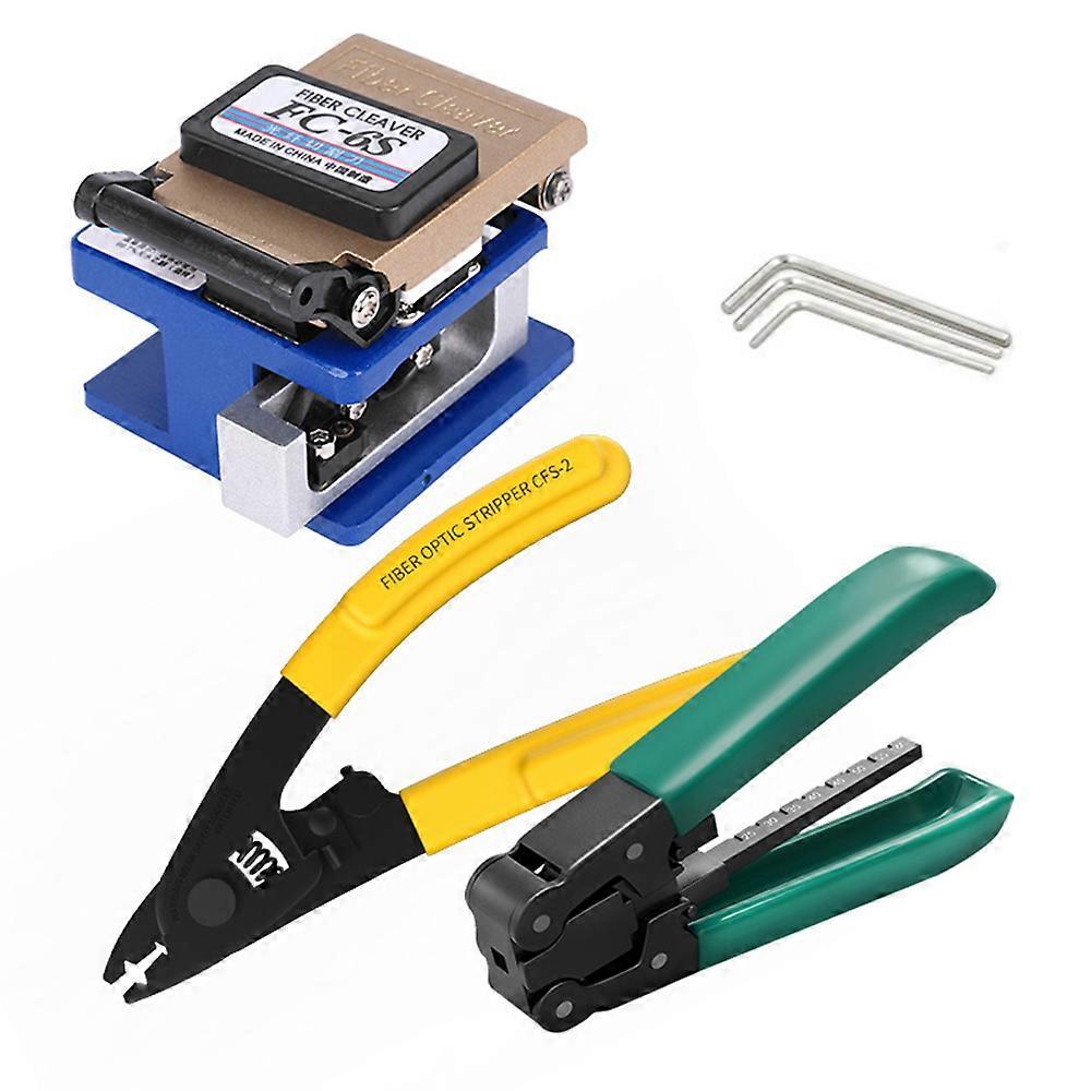 Optical Fiber Tool Kit Fiber Cleaver Set Cold Contact Cutting Tool Set with Optical Power Meter Red Pen Wire Stripping Plier