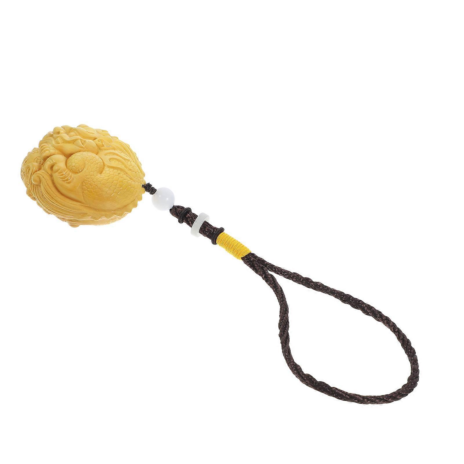 Chinese Style Pi Yao Hanging Decor with Smooth Lines for Car or Home Decor Light Brown Small Size