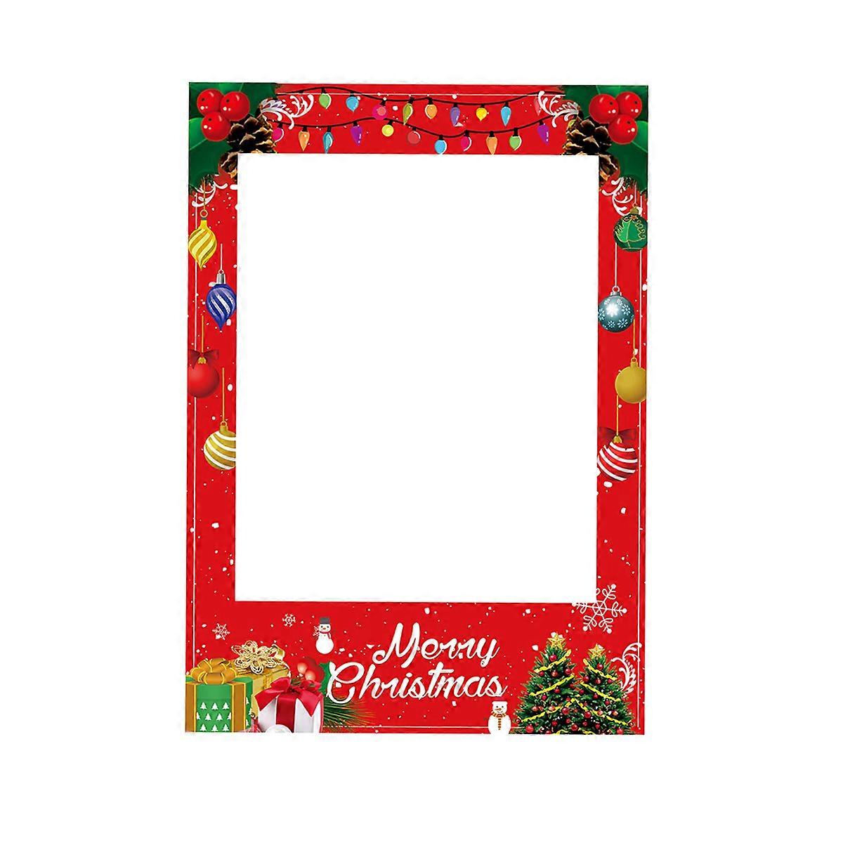 Photo Frame Prop Christmas Paper Handheld Home Use Red Material for Photography Accessories 1Pcs