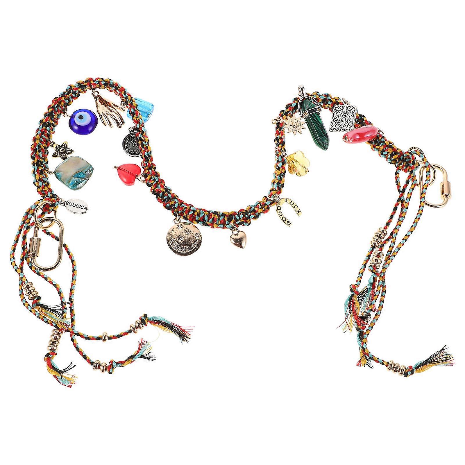 Bohemian Vintage Ceramic Fish Charm Keychain – Lightweight Beaded Rope Accessory for Women's Handbags, Backpacks, and Purses – Portable Decorative