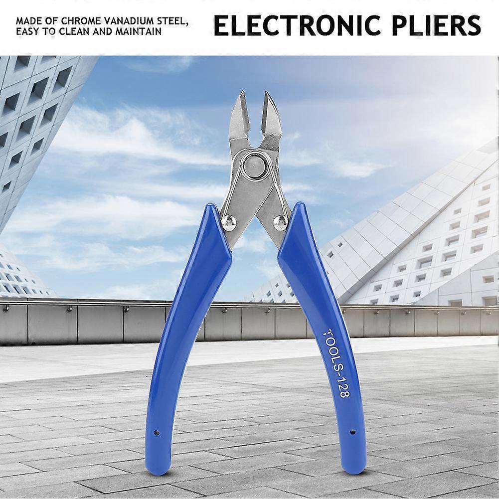Mini Electronic Diagonal Cutting Pliers 15cm Blue Wire Cutter