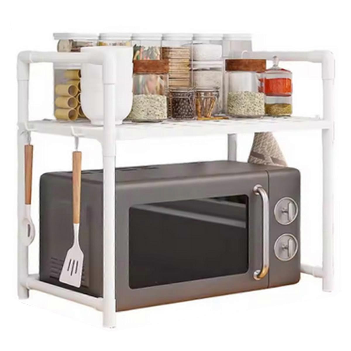 Kitchen Storage Rack Multi-Layer Microwave Rack Adjustable Standing Countertop Condiment Oven Shelf