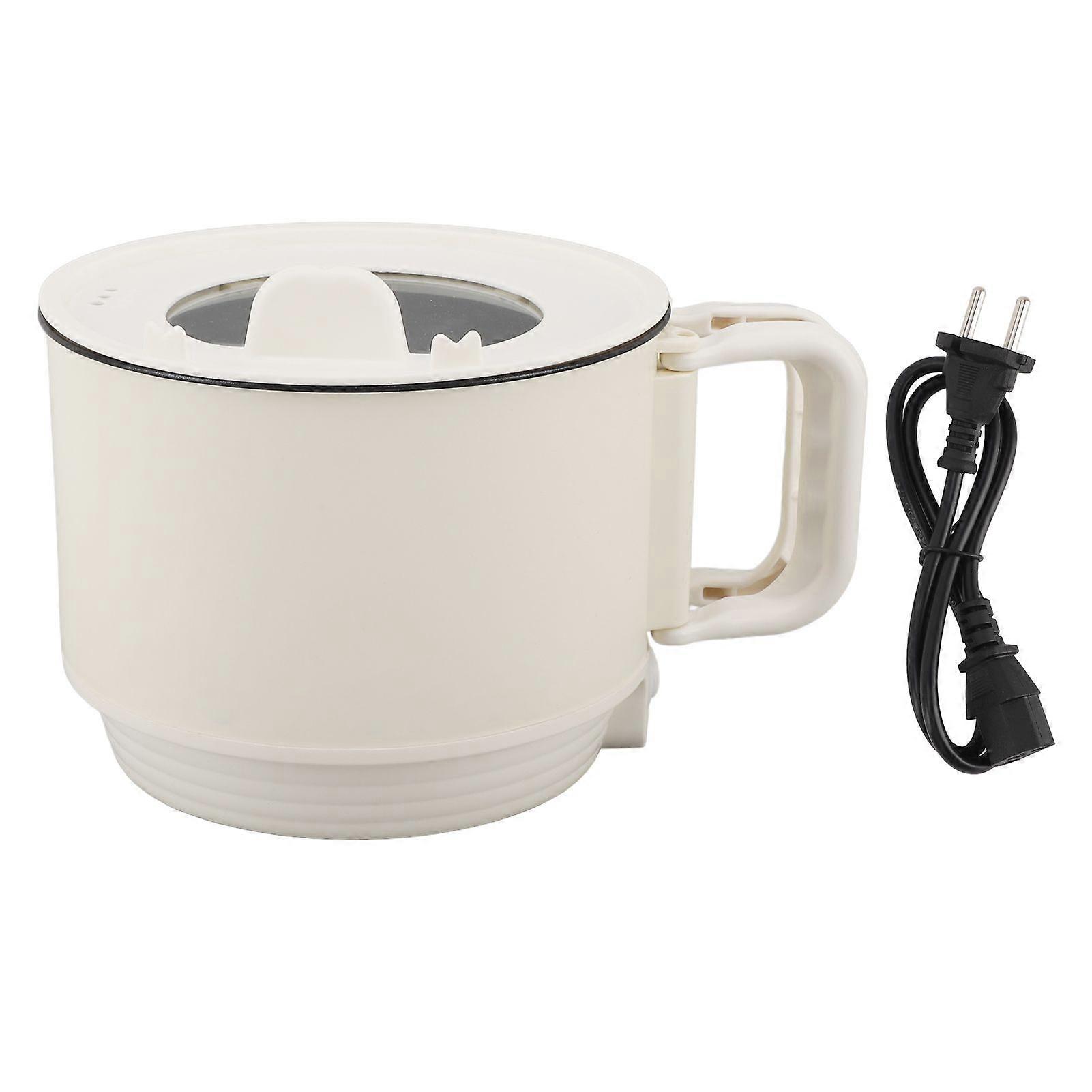Electric Hot Pot 1.8L 600W 2 Gear Portable Non Stick Mini Multifunctional Cooker with Handle for Pasta Soup Steak Egg Oatmeal White EU Plug 220V