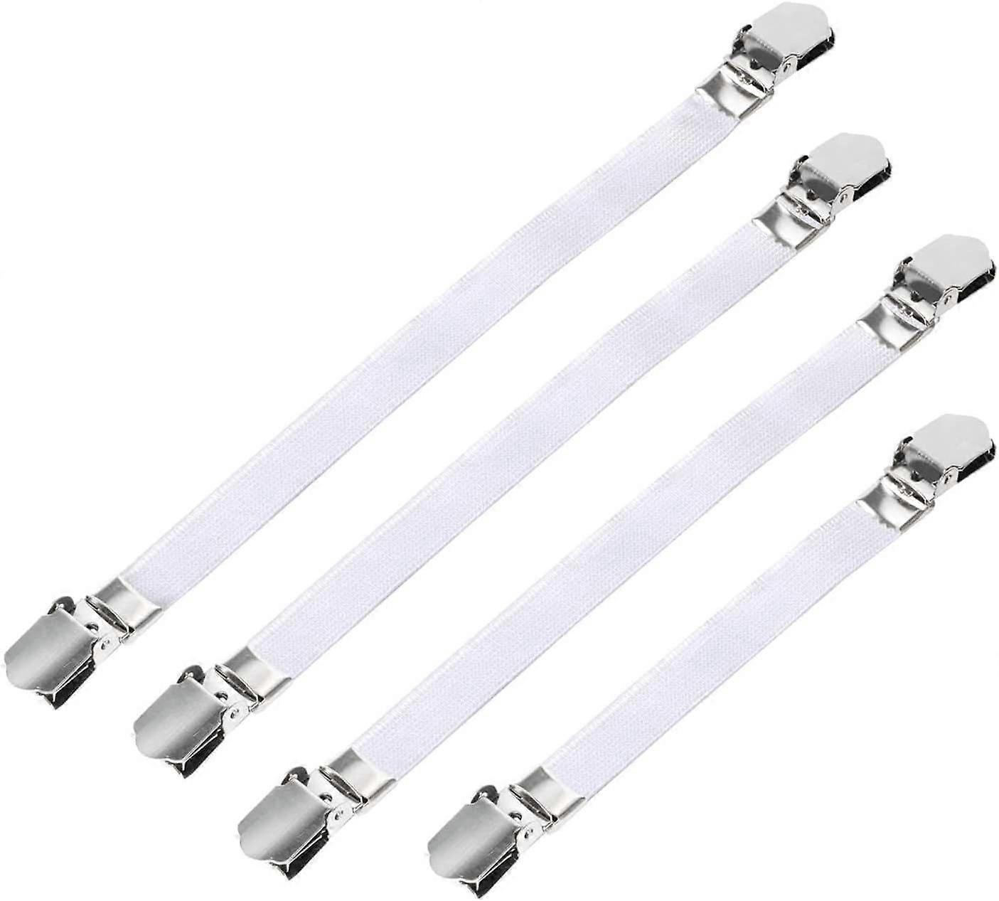 Pack of 4 White Ironing Board Fasteners Medium/Large Strap - Elastic Clips to