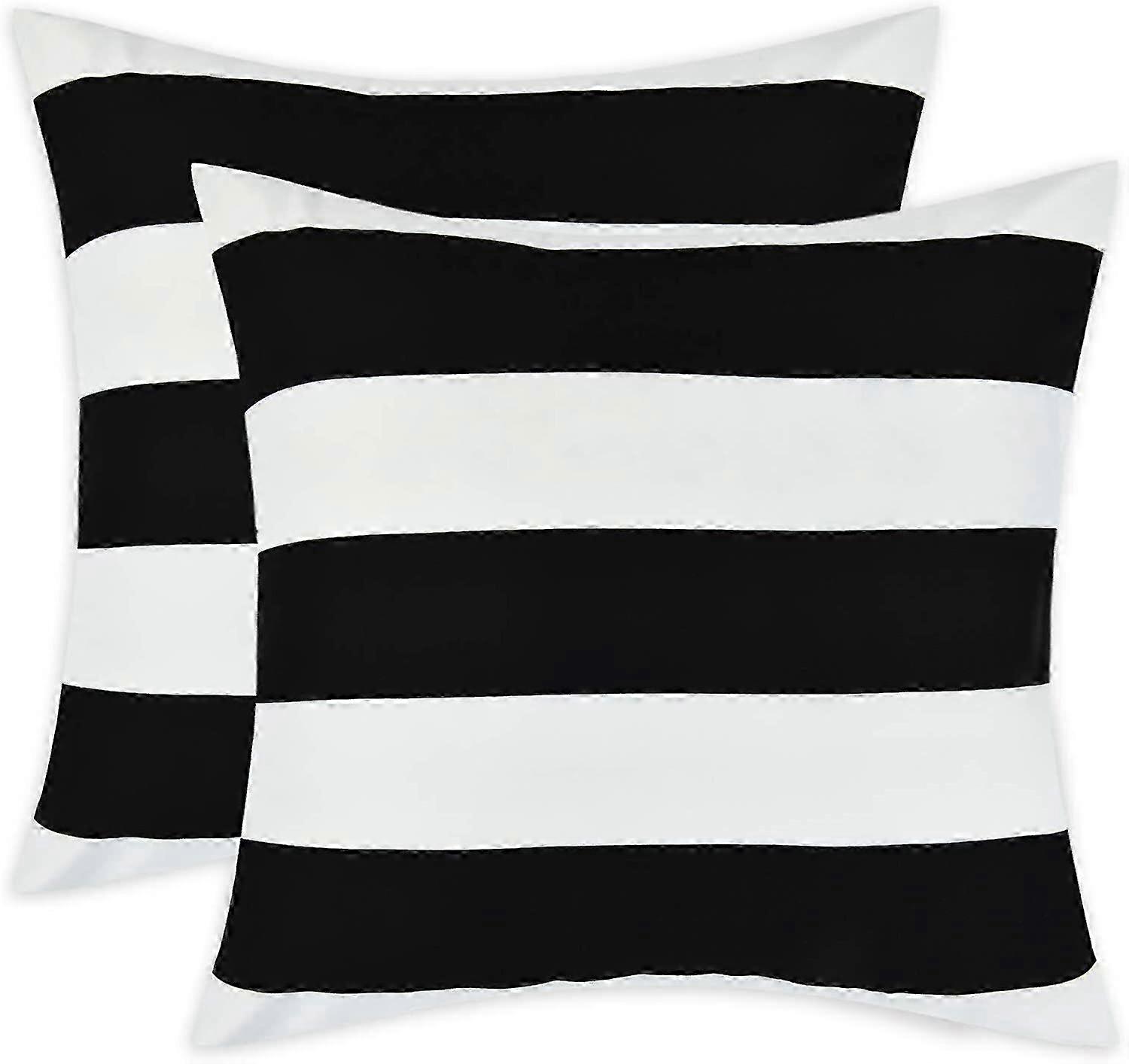 Set Of 2 Decorative Pillowcases Square Striped Pillowcase Modern Farmhouse Cushion Cover With Hidden Zipper