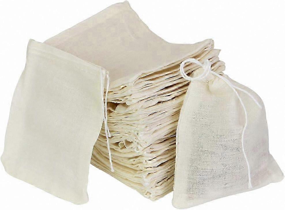 Reusable Cotton Muslin Bags for Herbs and Spices, Drawstring Mesh Bags for Straining, Eco-Friendly Unbleached Fabric