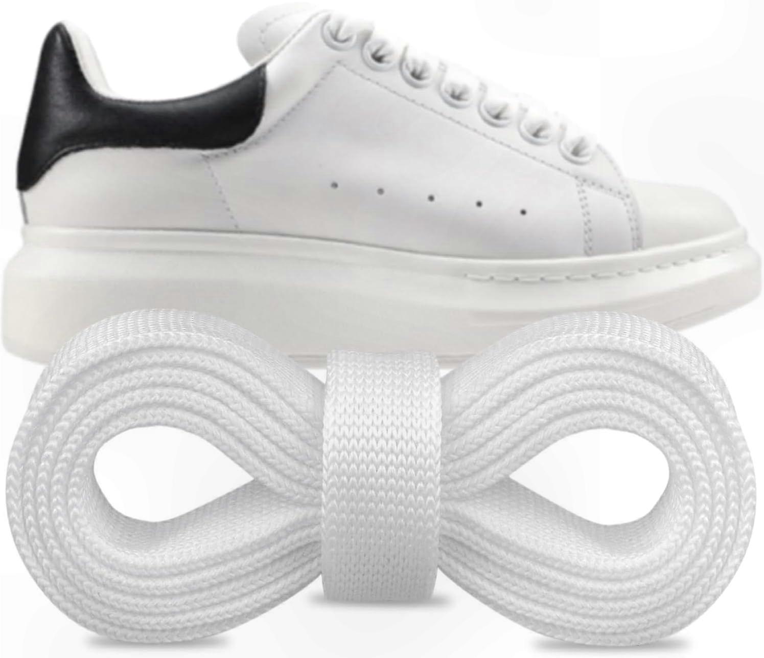 Replacement Shoelaces 45 Inch Flat White for Sneakers Styling