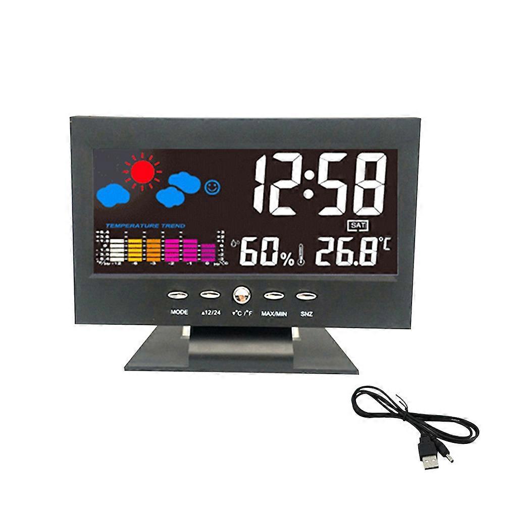 Weather Monitoring Clocks 1Pc Desktop Alarm Clock For Practical Use In Bedroom Hotel Dorm Classroom With Digital Temperature Sensor