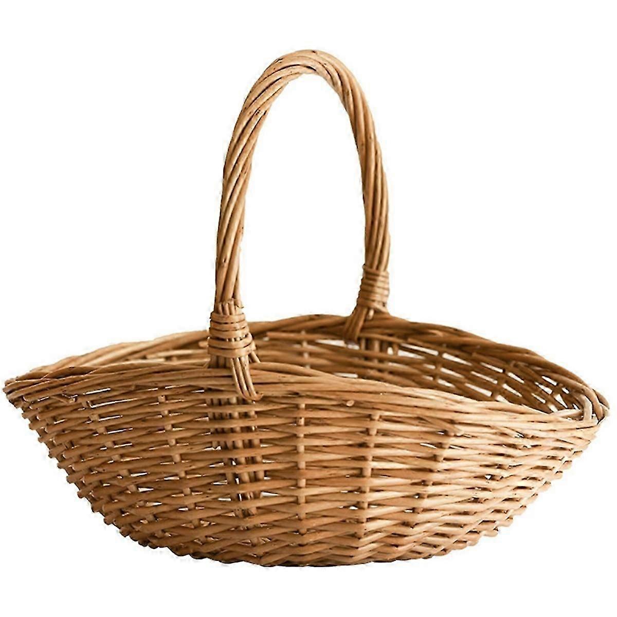 wicker basket with handle for shopping and storage