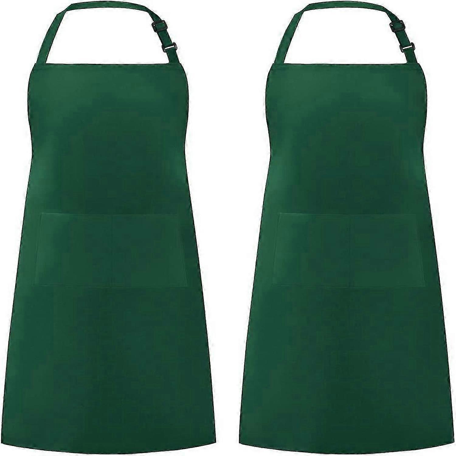 Adjustable Waterproof Apron 2 Pockets Kitchen Halter Bib light green - 2 Pieces