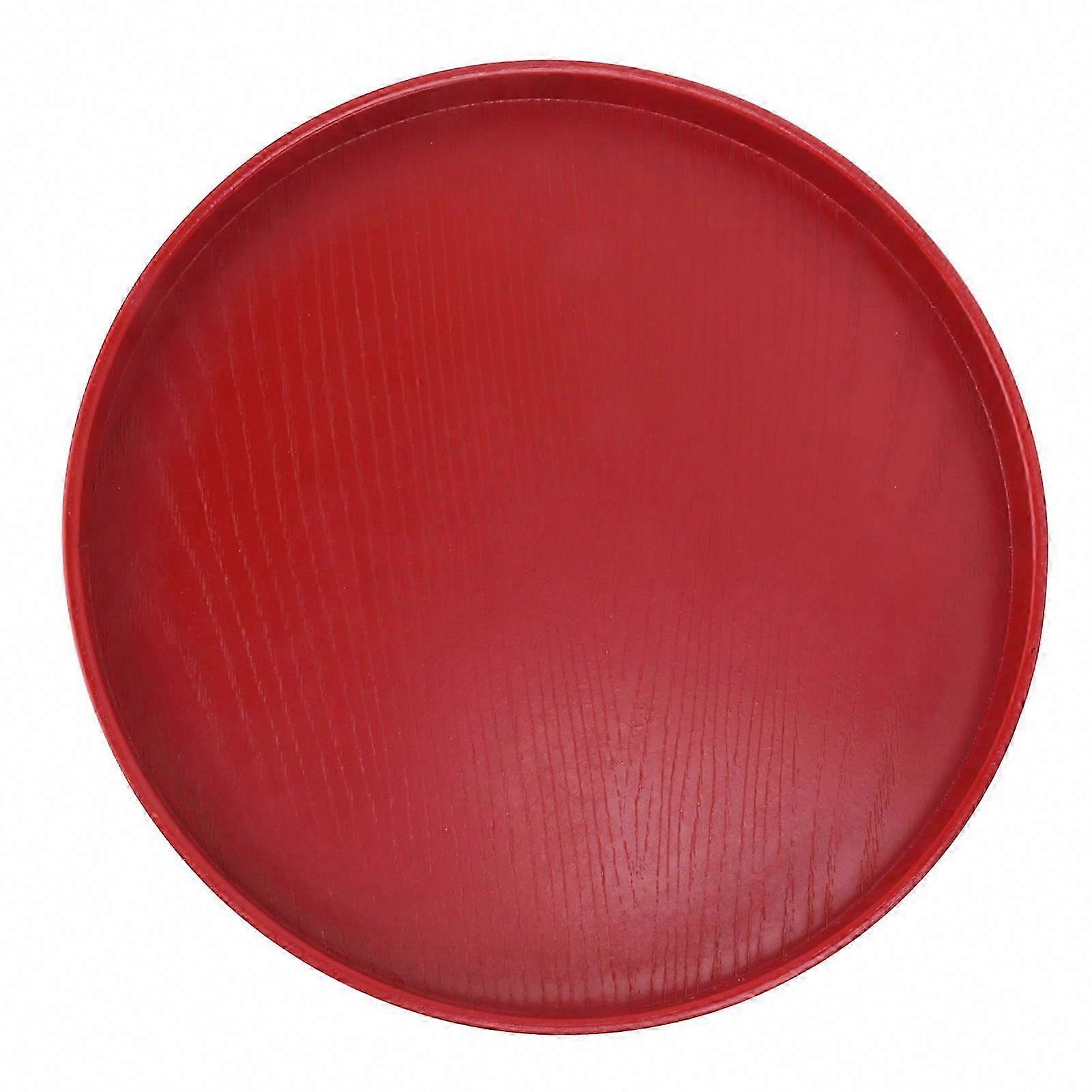 صينية شاي خشبية مستديرة النبيذ الأحمر الشاي الأخضر خبز طبق تقديم لبيت الشاي المنزلي 24 سم / 9.45 بوصة