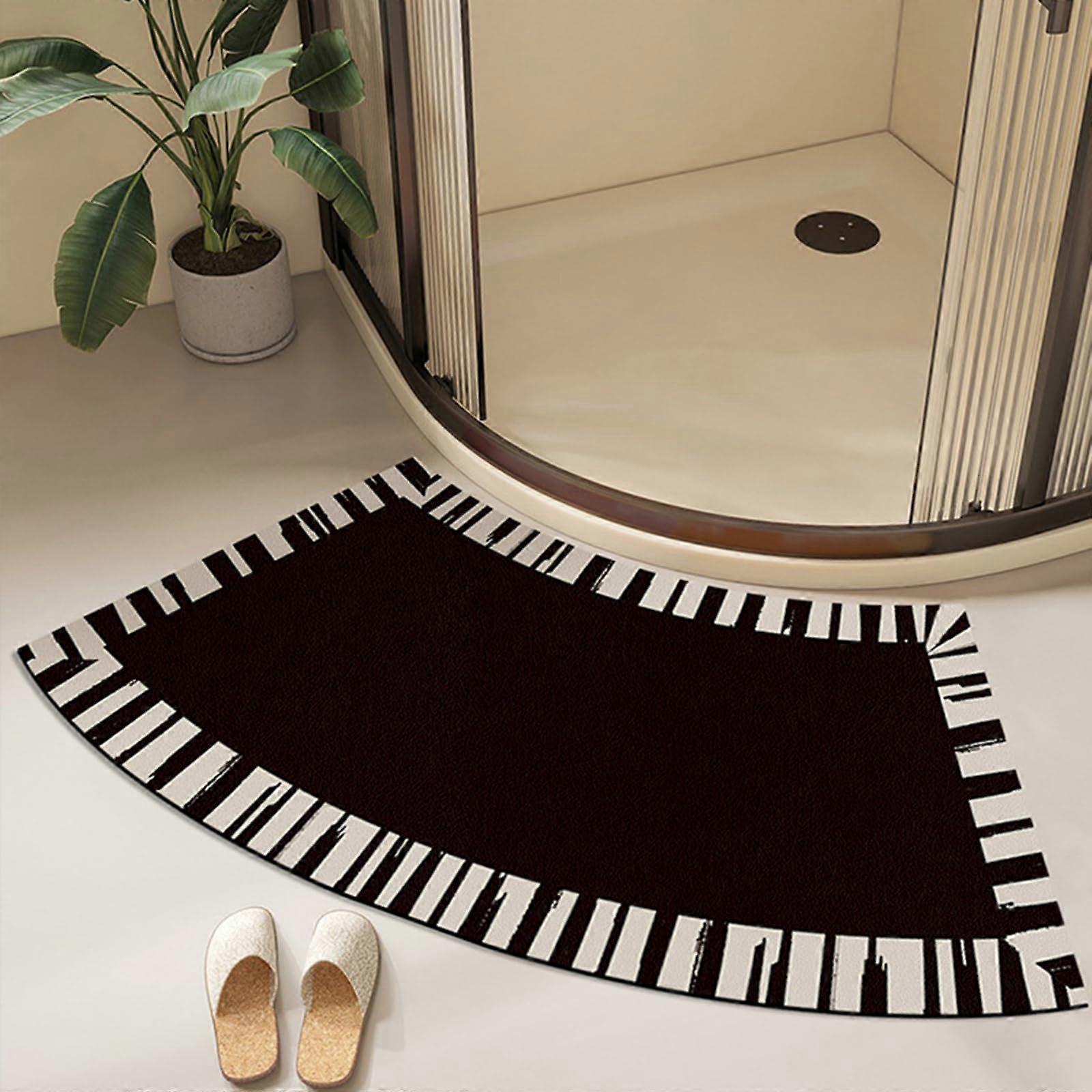 Curved Shower Mats For Round-Corner Showers 18x40 In/45x100 cm Semicircular Absorbent Fast-Drying Rubber Non-Slip Mat
