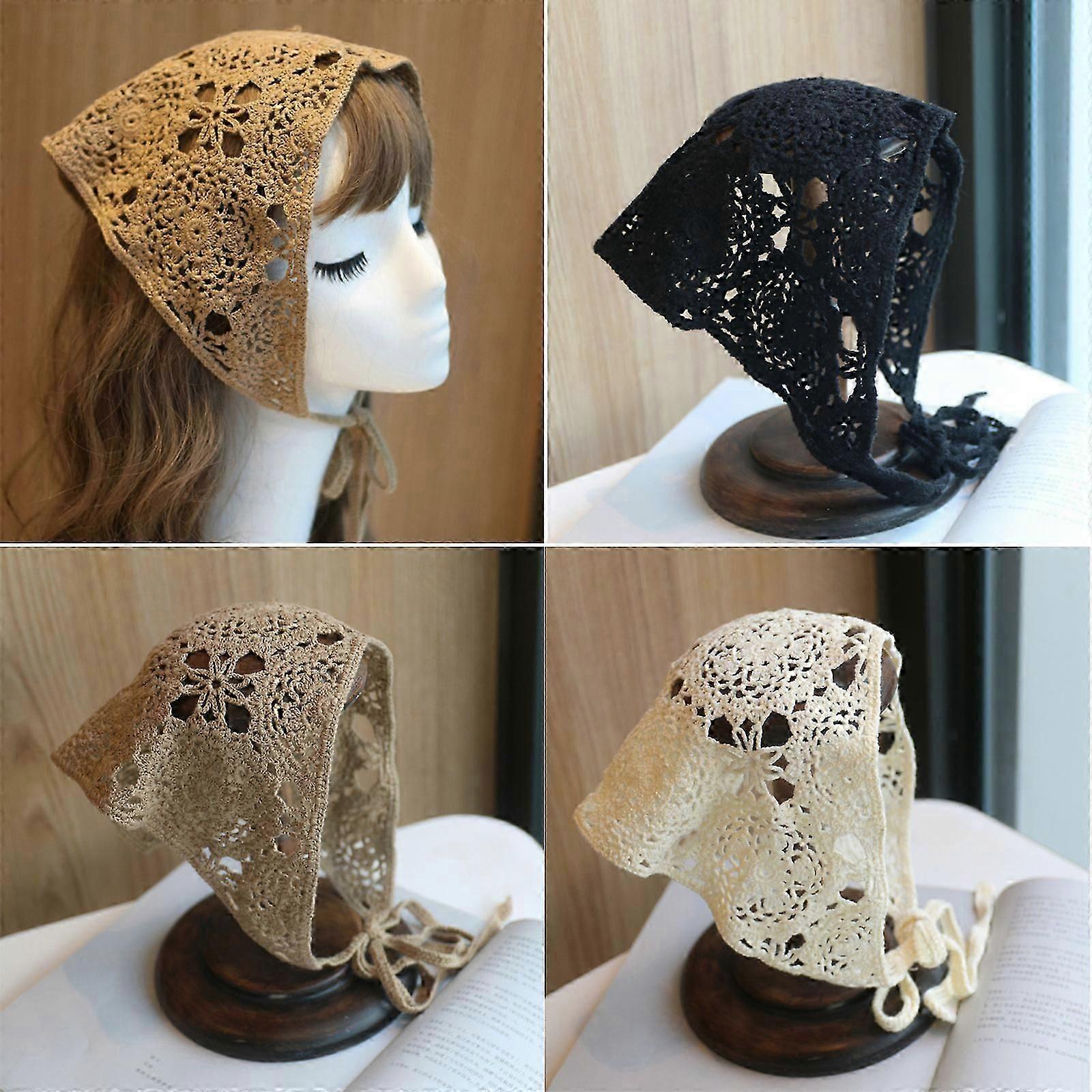 Kamelhårtørkle for kvinner - Heklet boho pannebånd skjerf