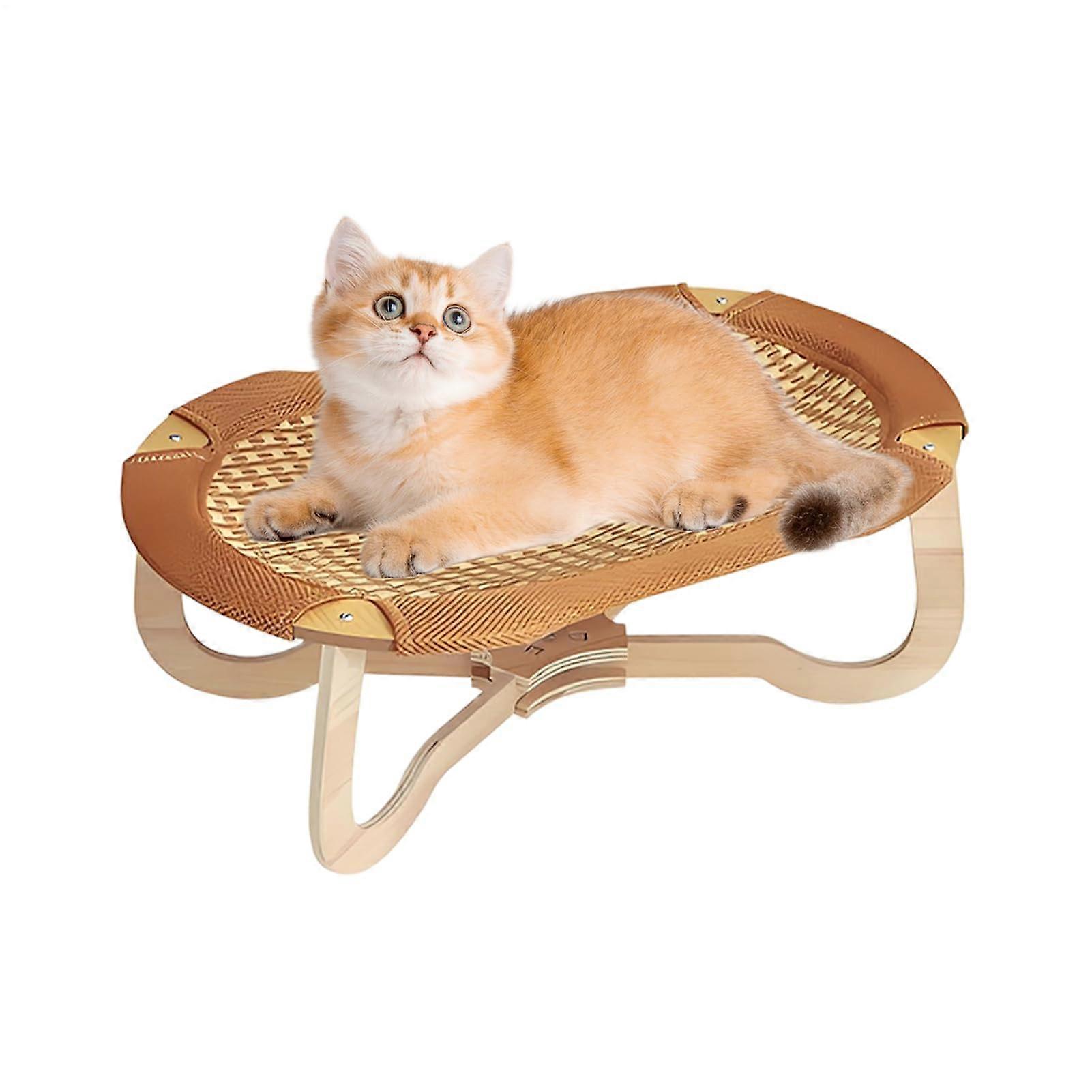 Woven Pet Hammock Bed Indoor Rattan Platforms, Elevated Cooling Pad, Lightweight Raised Base, Soft Airy Wicker Surfaces