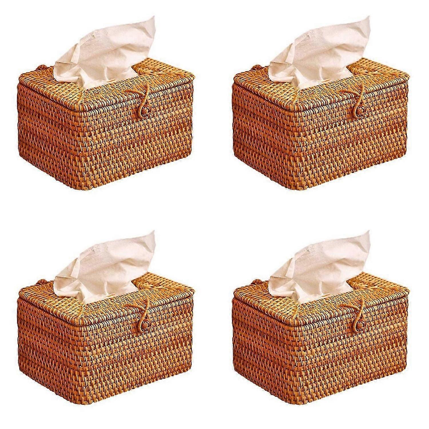 Rectangle Paper Rack Rattan Tissue Box Handmade Tissue Storage Case