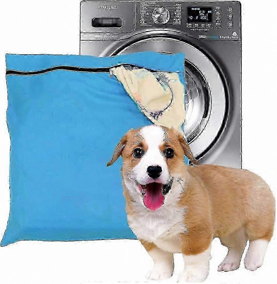 Washing Machine Laundry Bag for Pet Bedding and Towels - Blue Filters with Durable Zipper