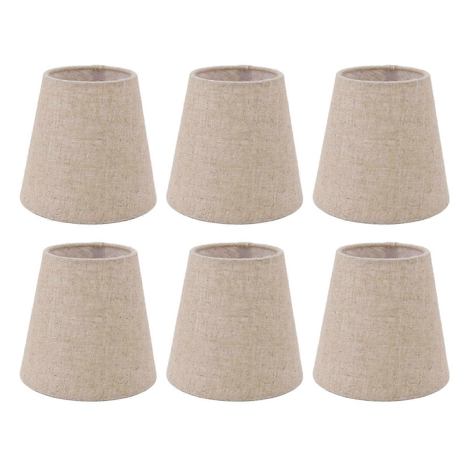 6Pcs Small Lamp Shade Clip On Drum Linen Fabric Lampshade for Candle Bulbs Lighting Accessories