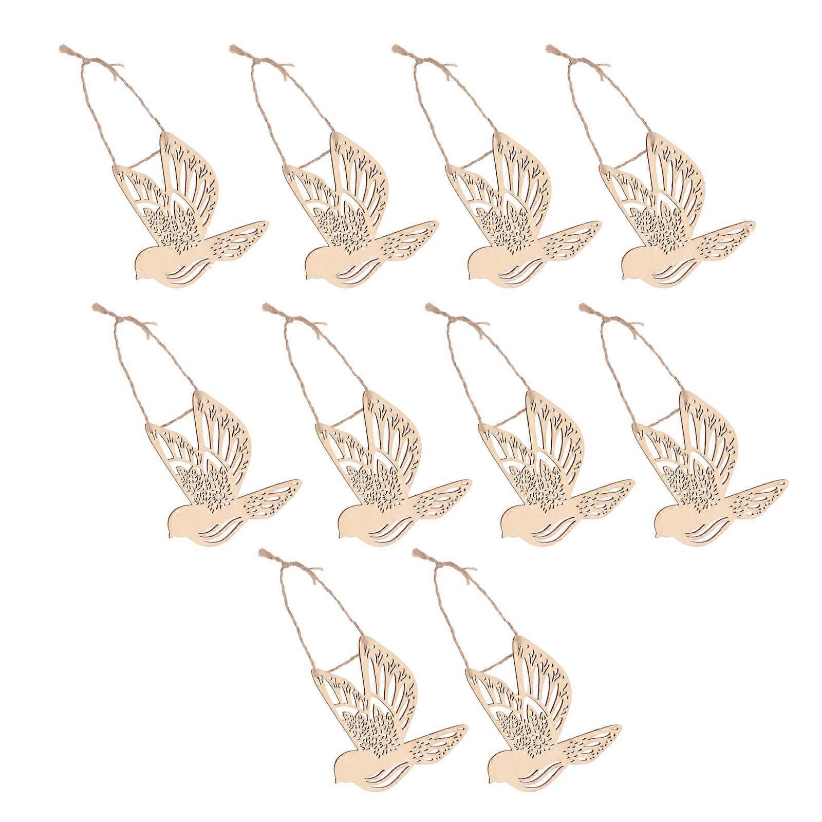 Spring Themed Wooden Pendants Hanging for Decor with Hollow-Out Pattern 10Pcs