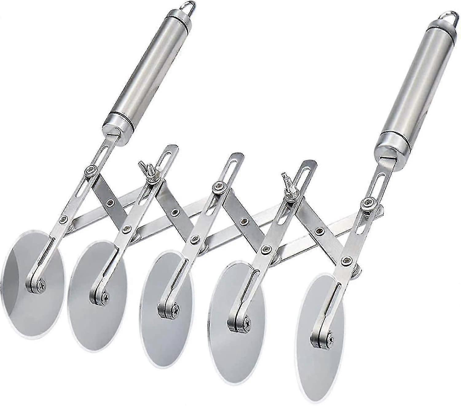 قاطع العجين ، قاطع البيتزا الفولاذ المقاوم للصدأ 5 عجلات قابلة للتعديل كعكة المقسم بيتزا القاطع مصنوعة من الفولاذ المقاوم للصدأ ، للمطبخ Baking-hy