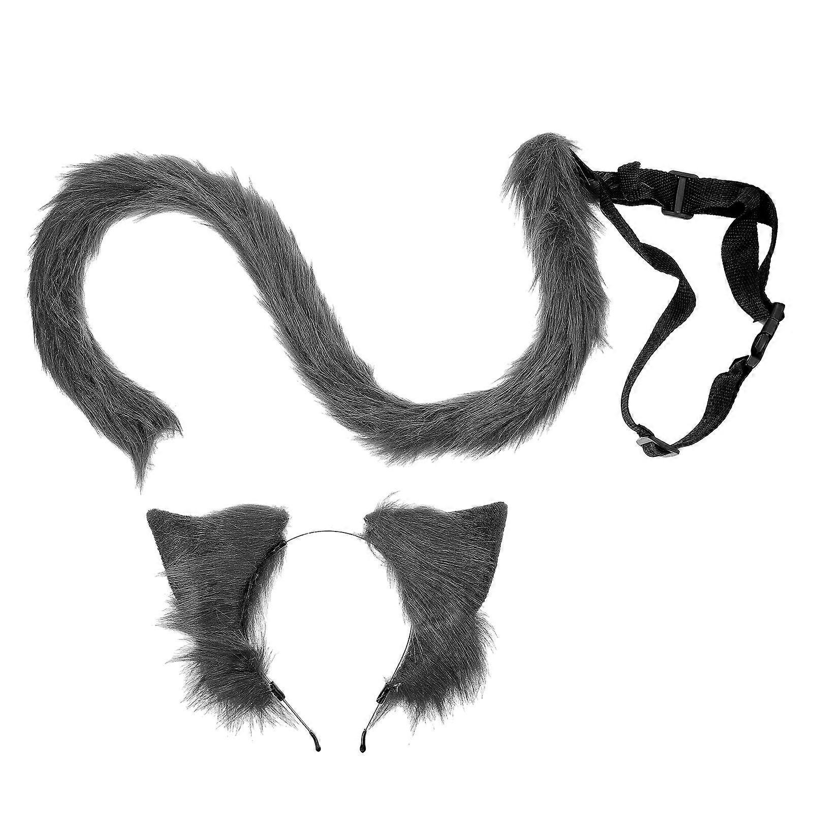 Cat Costume Set Stage Performance Prop for 2Sets Black Fabric Tail Accessory