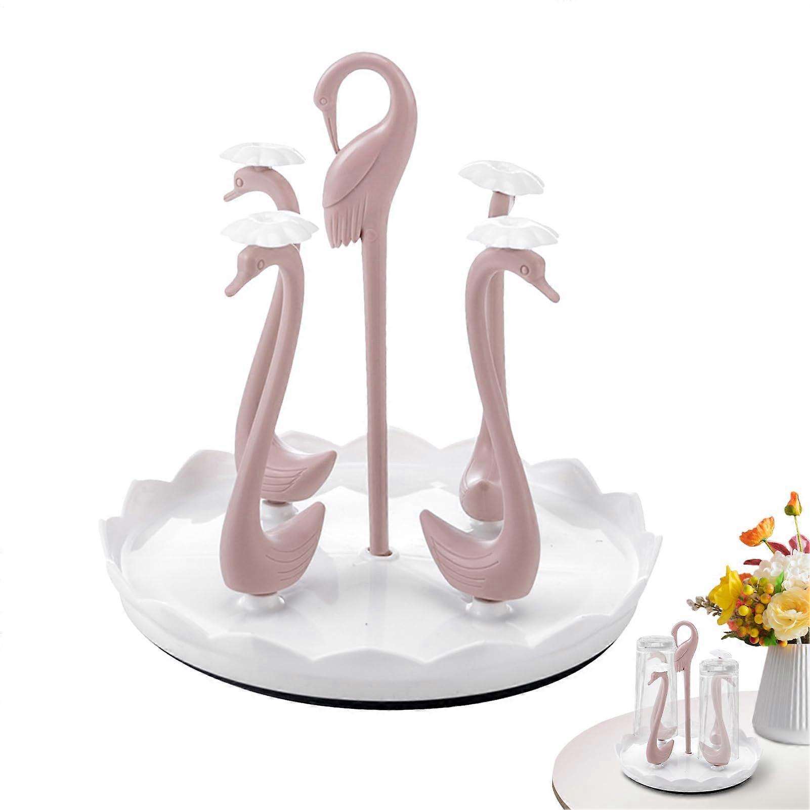 Bottle Drying Rack Counter Cup Organizer Draining Rack For Counter OverSink Organization Light Pink Four Cups