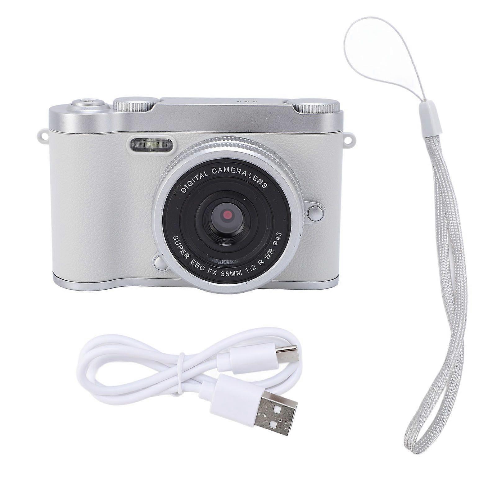 Digital Camera for Teens 48MP HD Dual Lens Auto Focus 8x Digital Zoom Anti Shake Pocket Compact Camera for Photography Silver