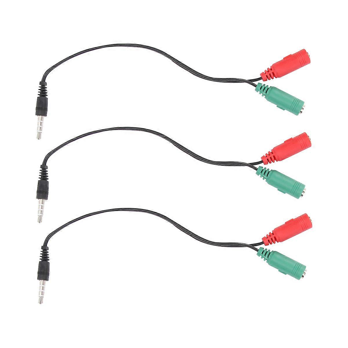 Headphone Splitter Laptop Audio Adapter Cable Wire Divider 3Pcs Set