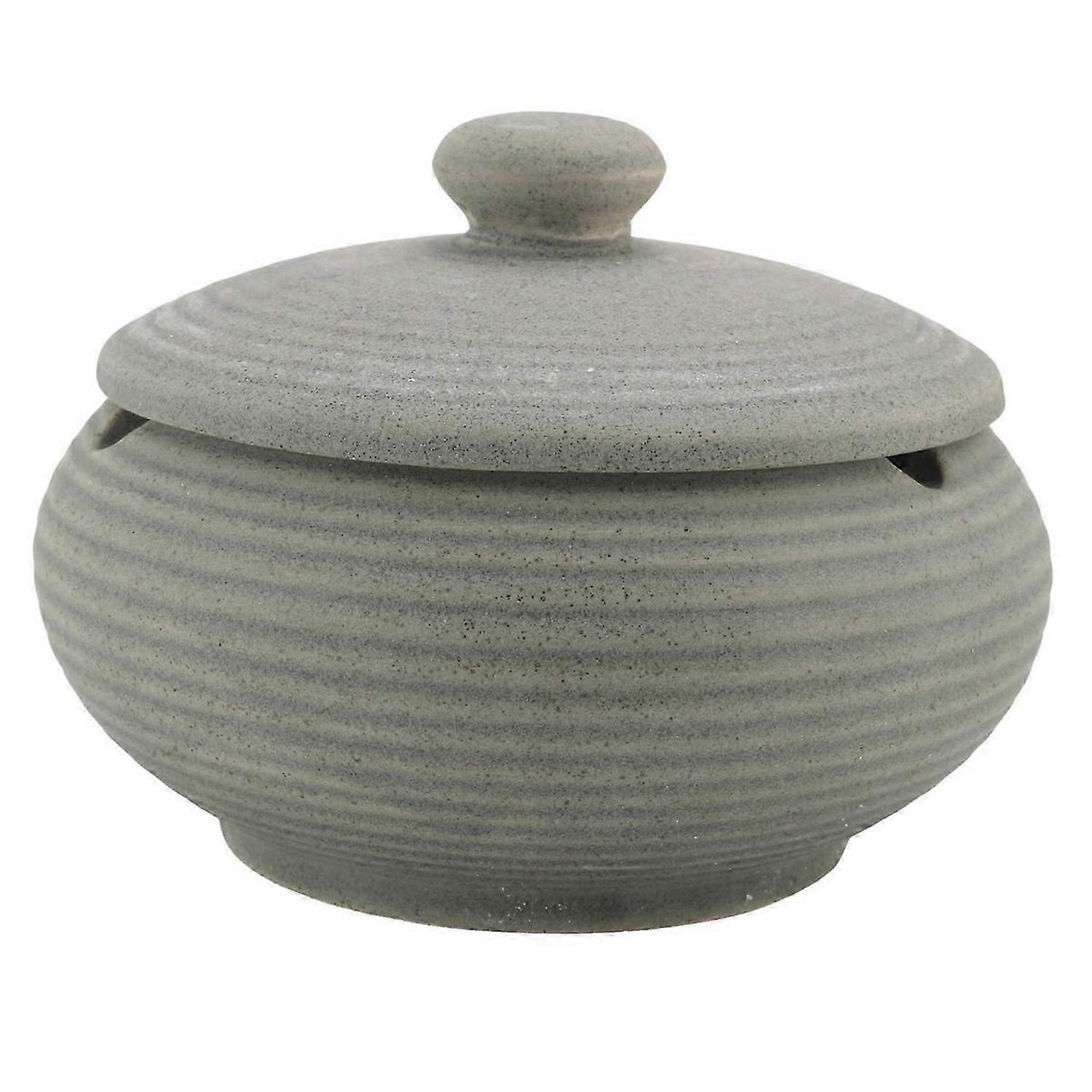 Ceramic Ashtray with Windproof Lid for Indoor Outdoor Use -Light Blue