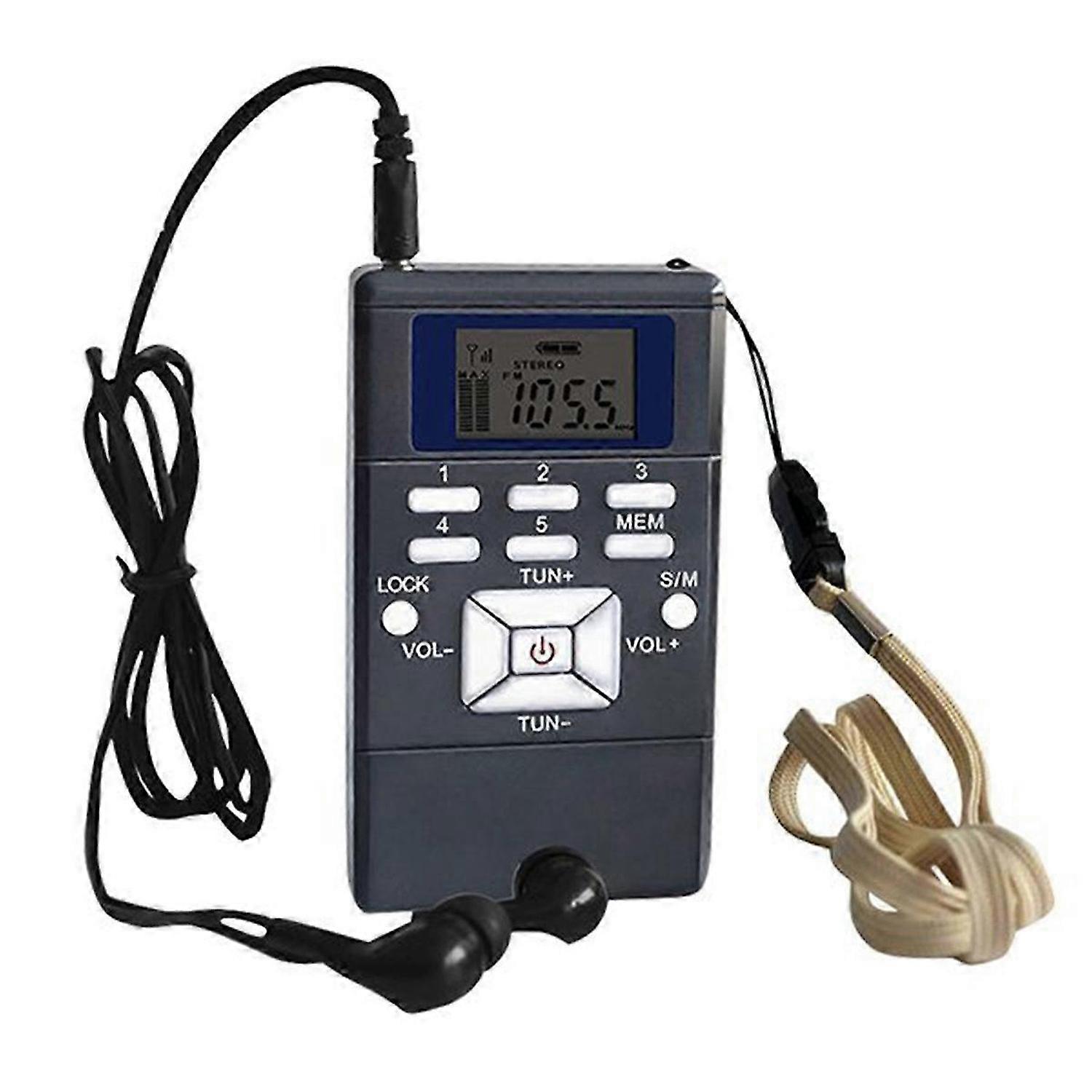 Digital Fm Radio Mini Speaker Portable Receiver Display silver gray