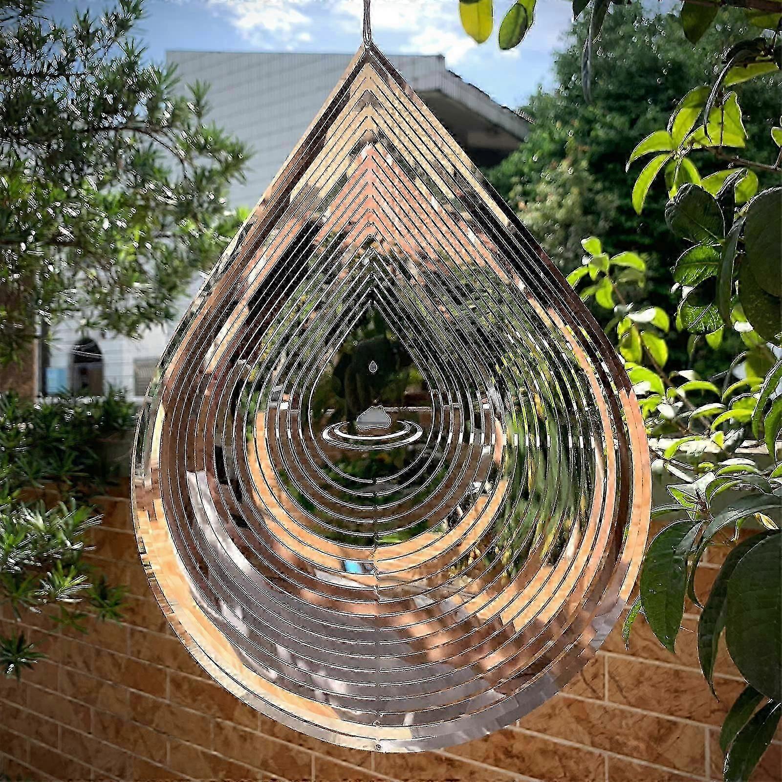 3D Stainless Steel Metal Sculptures Decorations, 3D Water Droplets Metal Wind Sculptures & Spinners