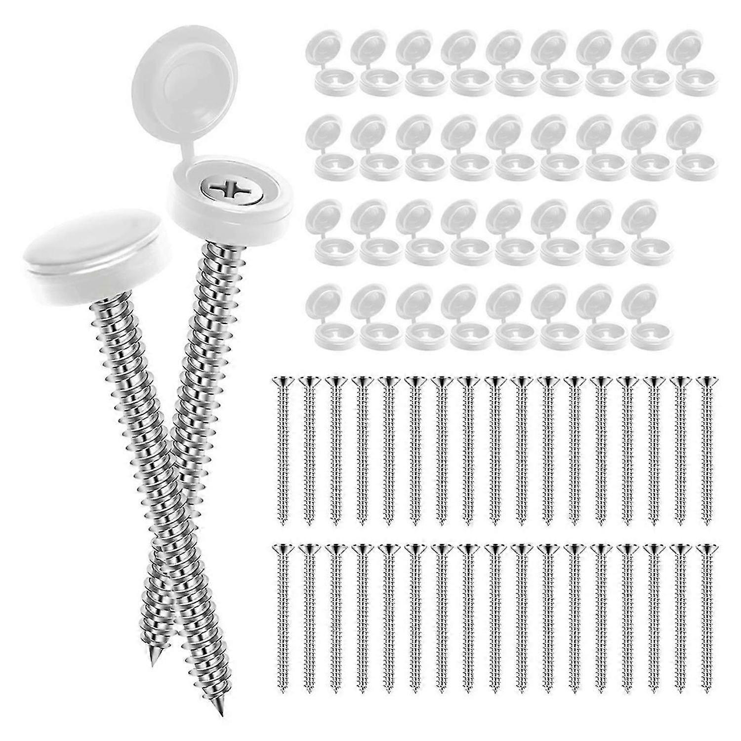 36 Pcs 8 X 3 Inch Shutter Screws with Caps Shutter Fasteners for Windows, Outside Shutters Exterior
