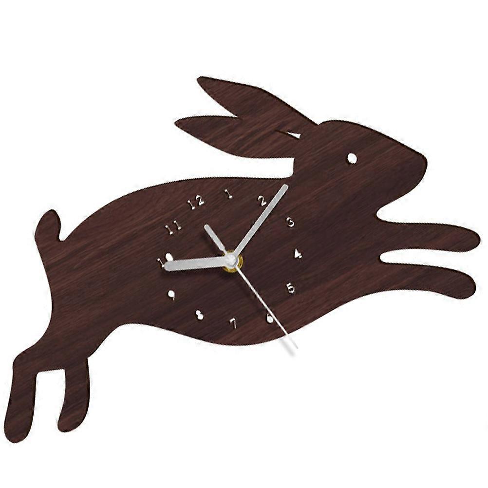4Pcs Rabbit Shaped Wall Clock for Decoration Coffee Color Mute Wall Clock