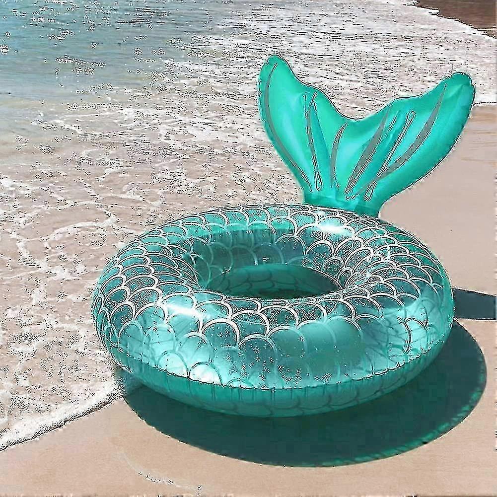 Inflatable Buoy, Durable Round Inflatable With Handle Air Mattress Floating Inflatable Pool Raft Pool Float Adult Size Ring (fish Tail Lake Blue)