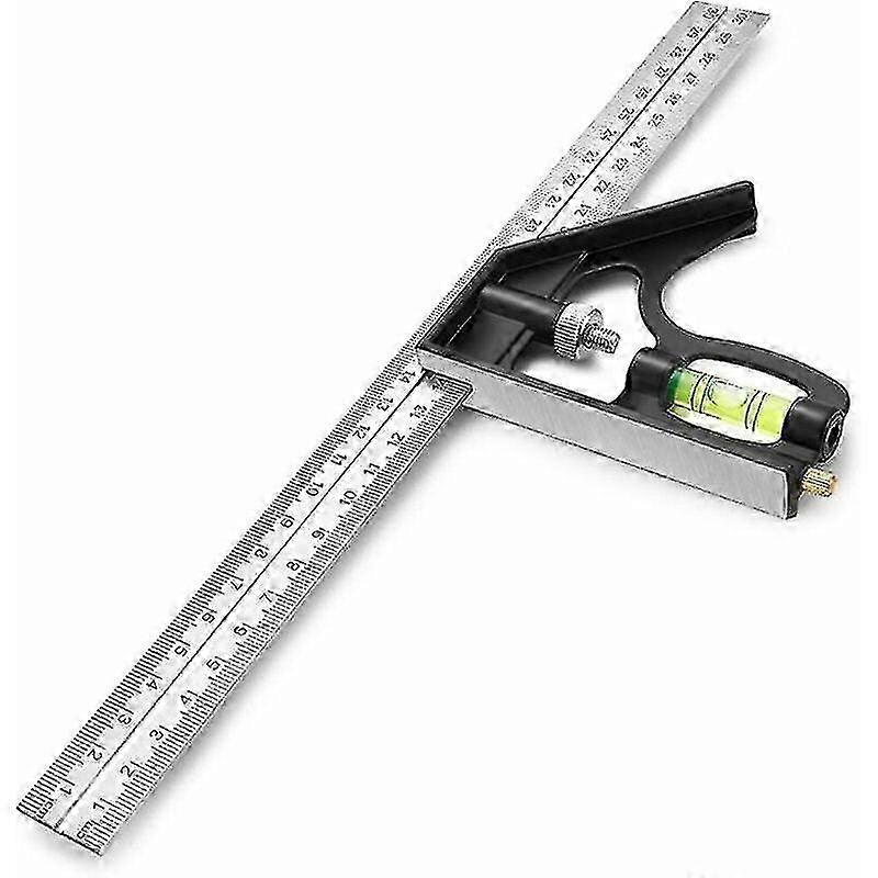 Square Scriber Rulers Measuring Tools, 300mm Combination Square, Stainless Steel Combination Angle Ruler With Zinc Alloy Adjustable Right Angle Ruler
