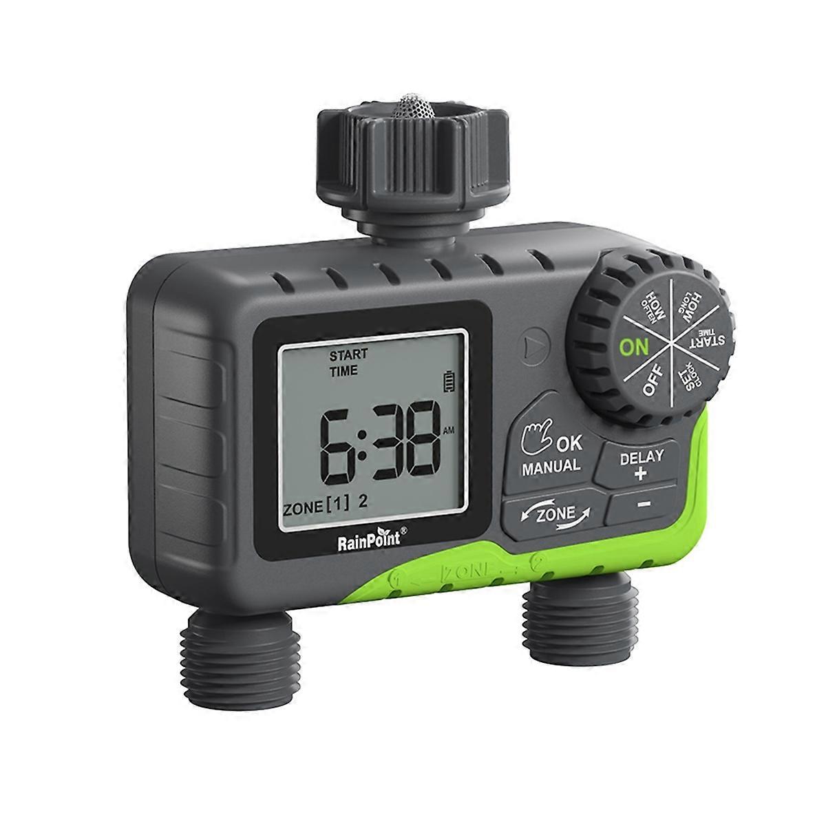 Garden Water Timer Dual Irrigation, Intelligent Timing Controller, Automatic Watering Device with Rain Delay