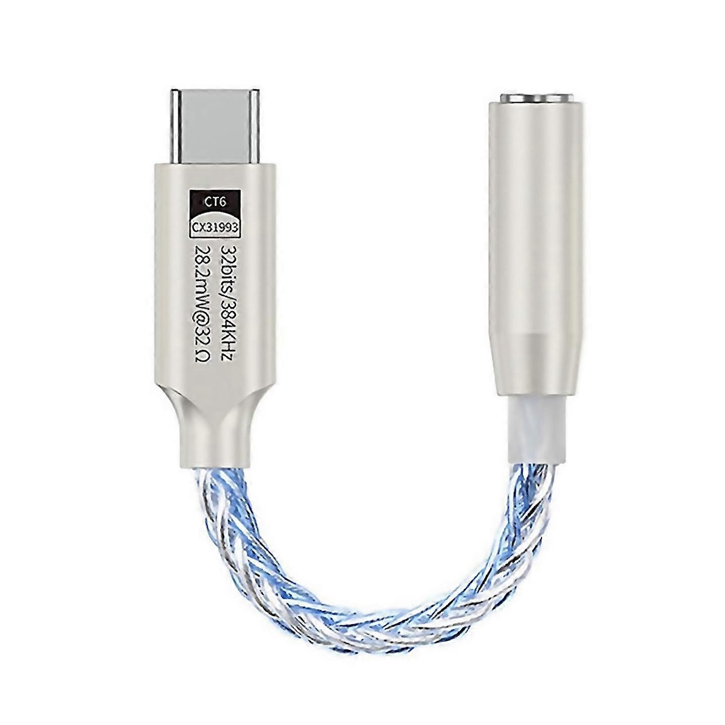 For 32bit 384khz Hifi Usb Type C To 35mm Audio Adapter Hires Dac Digital Audio Decoder Headphone