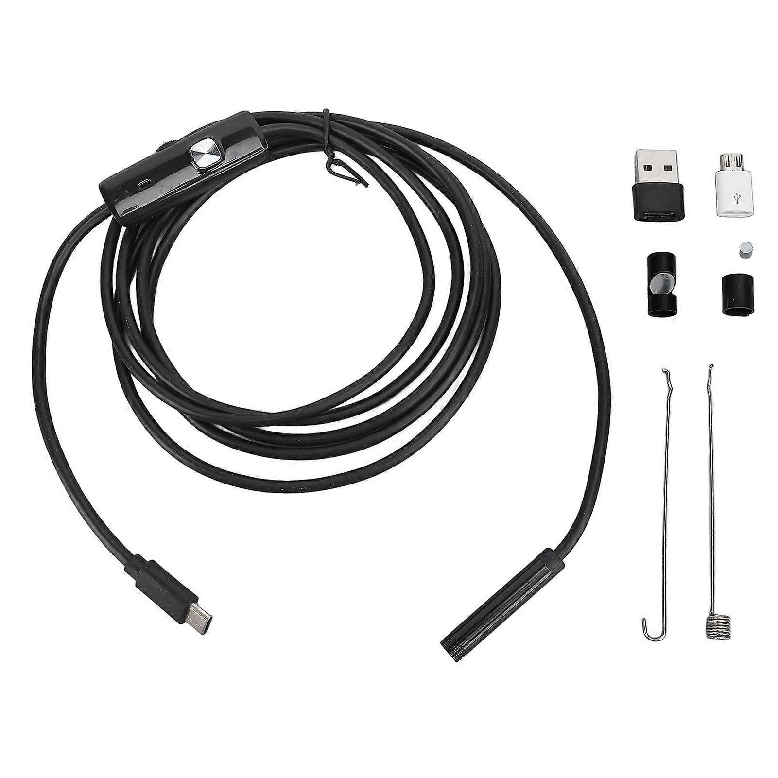 7mm Diameter 2m Cable Industrial Endoscope Type C USB MicroUSB Inspection Camera for Mechanical Internal Structure Pipeline Blockage