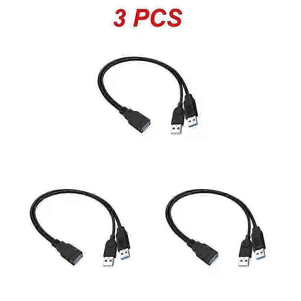 30cm Usb 3.0 To Usb 3.0 2.0 Usb Female To Dual Usb Male Extra Power Data Y One Point Two Extension Cable Computer Adapter Cable