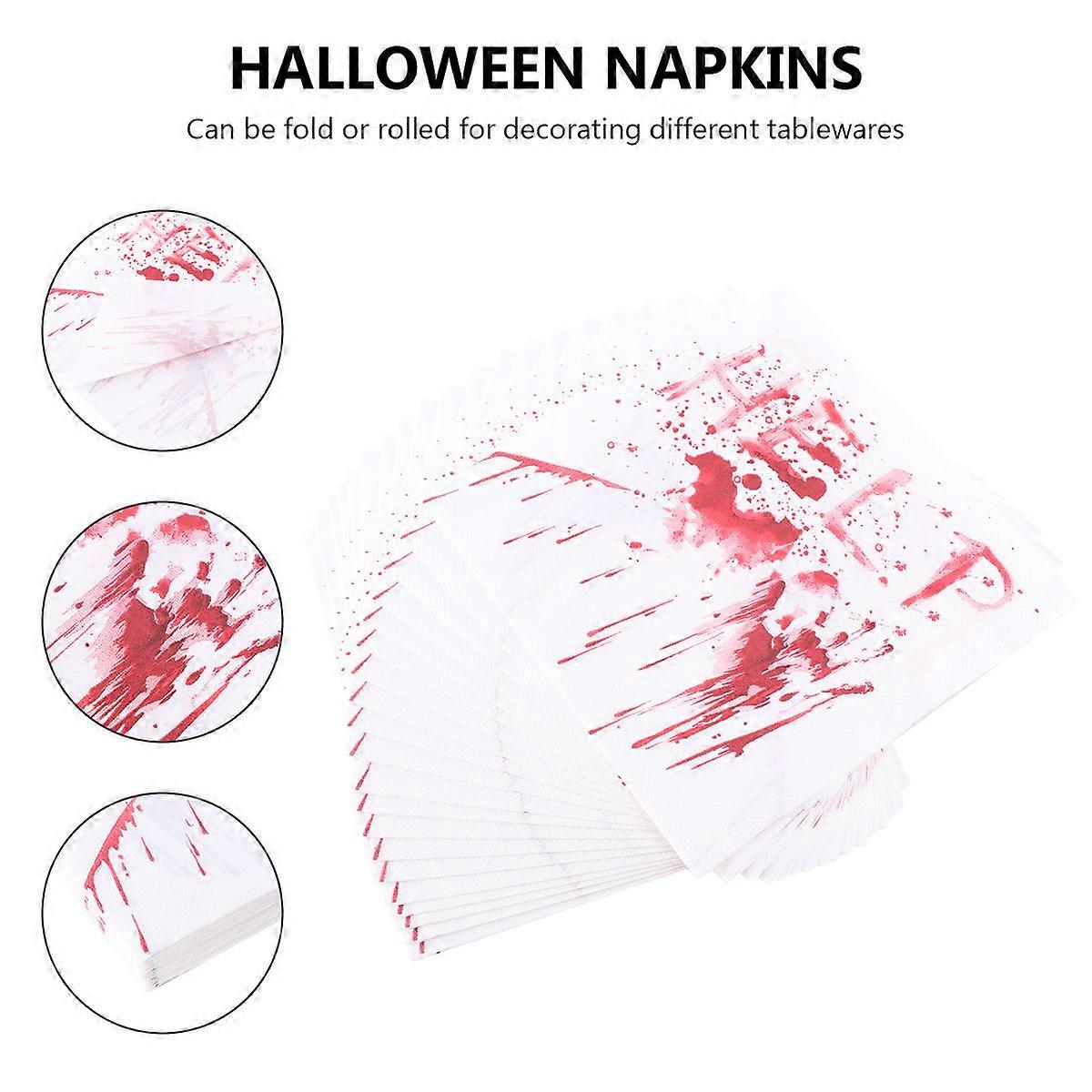 Halloween Napkins Paper Napkin for Party Use 40Pcs Red and White Theme