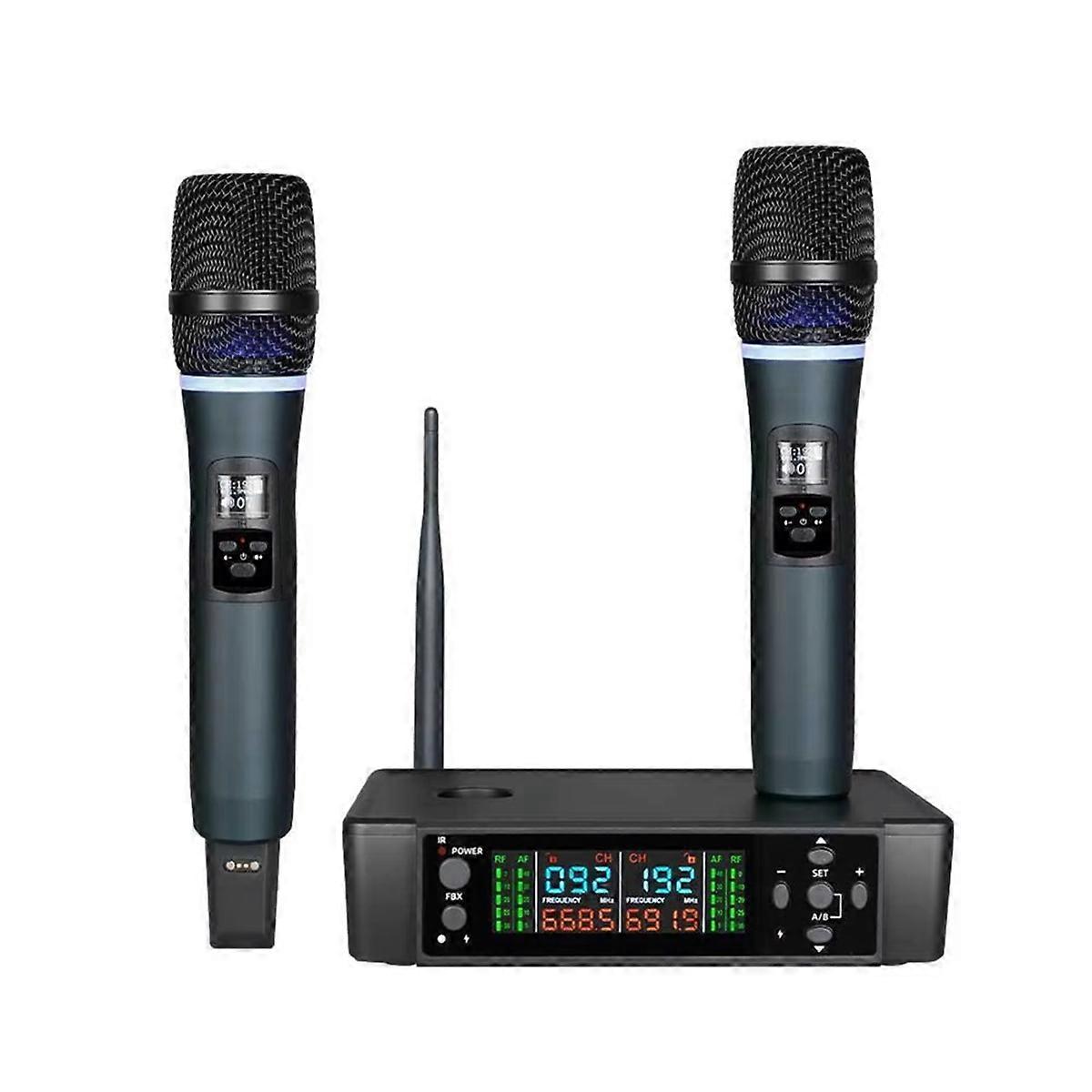 Professional Wireless Charging Microphone Set for Stage Singing Dynamic Live Broadcast 1 Drag 2 Pack