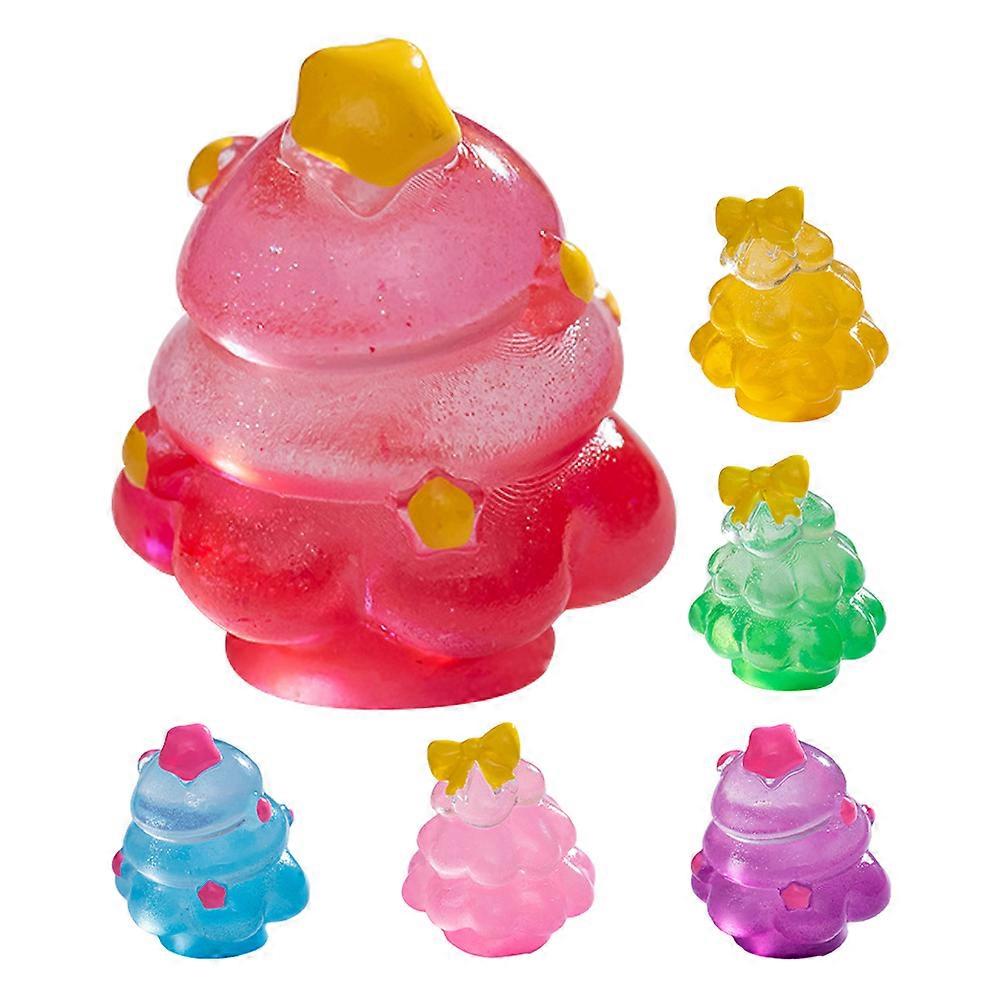 12 Pcs Miniature Xmas Tree Figurines For Christmas Occasion Assorted Color DIY Decoration Miniature Design