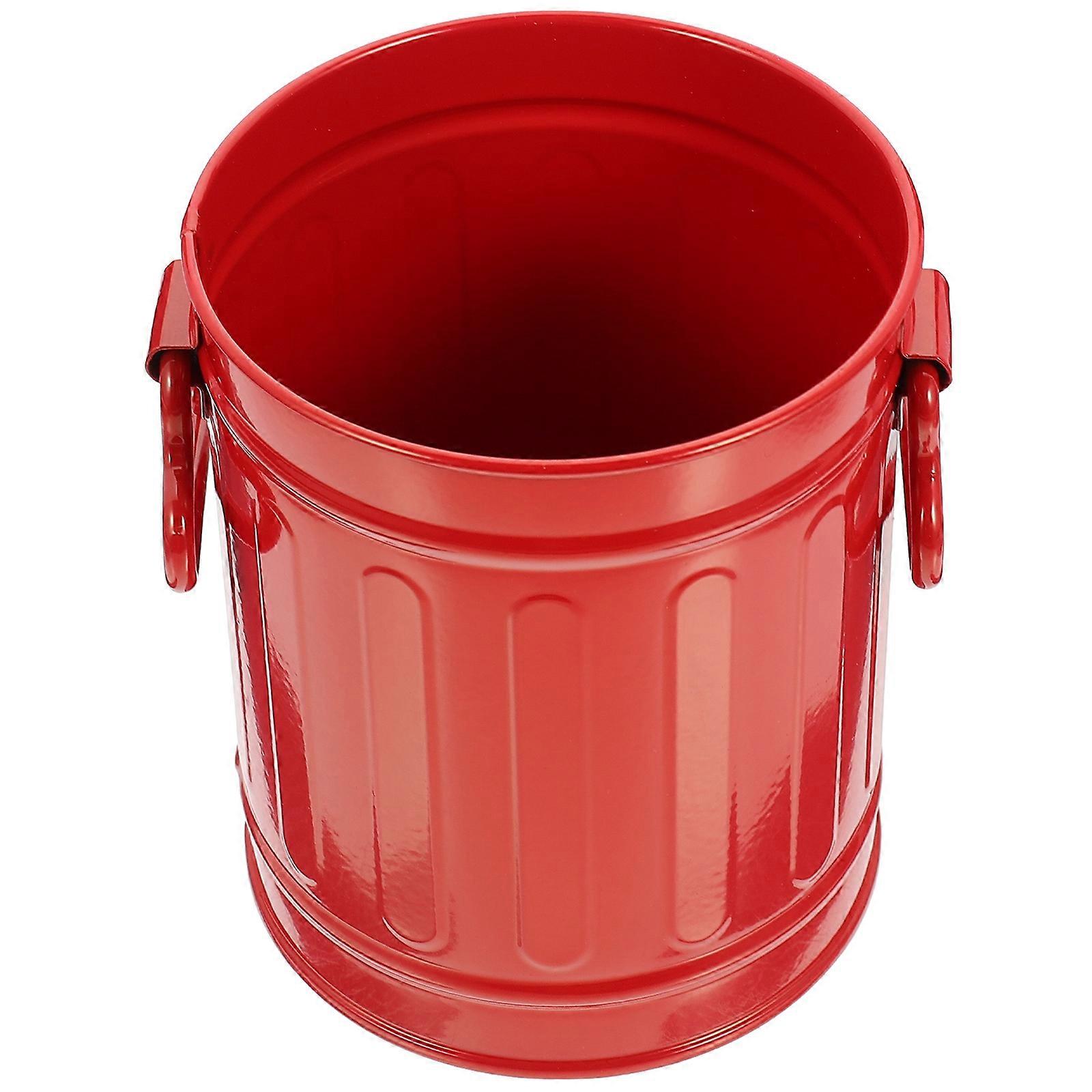 Red 3Pcs Cylinder Trash Bin Multi-Purpose Storage Holder Great For Home Office And Kitchen