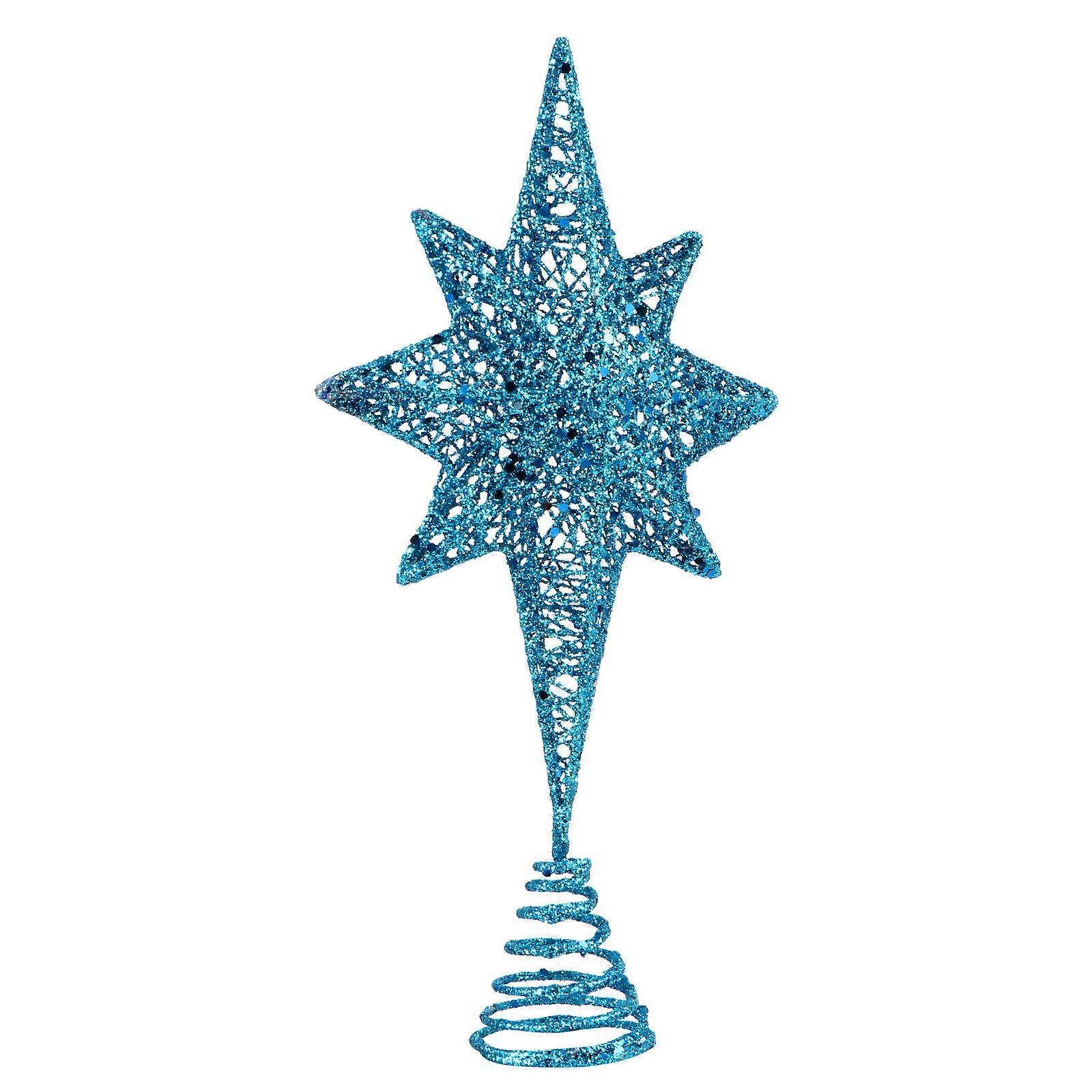 Christmas Tree Topper Decor Eight Pointed Star for Decor 3Pcs Blue