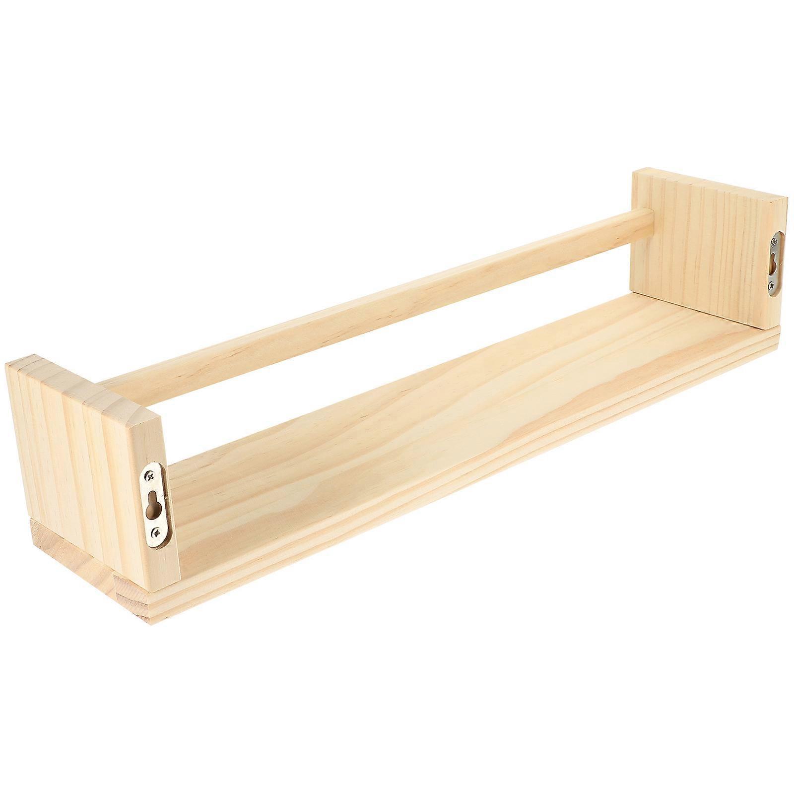 Wall Mounted Floating Rack Wooden Shelf for Support 4Pcs Heavy Duty Storage