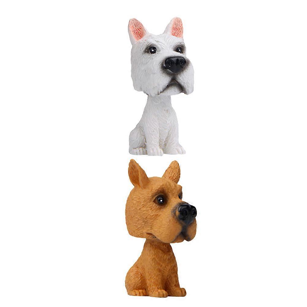 Car Dashboard Bobblehead Dog Model for Vehicle Decoration 4Pcs Resin Set