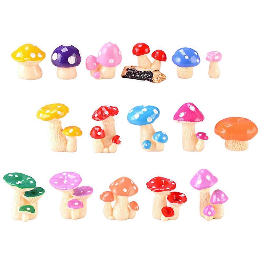 Micro Resin Mushroom 64Pcs Assorted Color Durable Resin Bonsai Mushroom Statue for Decoration Use