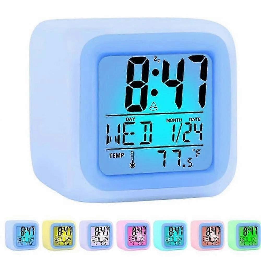 Practical Four-square Clock Intelligent Display Electronic Equipment Minimalist Colorful Four-square Clock Easy To Carry Device